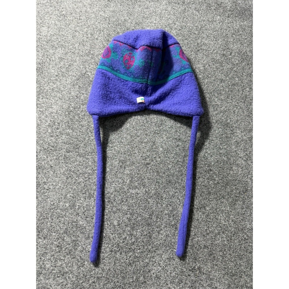 VTG Turtle Fur Kids Winter Beanie Ski Hat Wool Knit‎ Fleece Lining Purple 90s